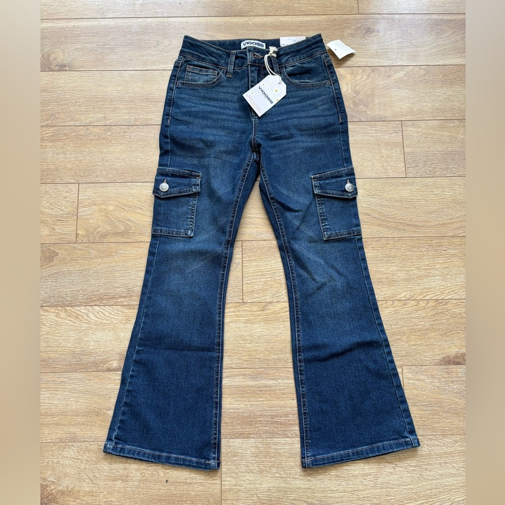 Vigoss Dark Blue Flare Cargo Jeans